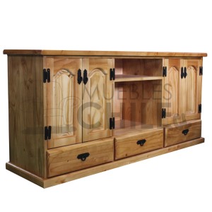 RACK RUSTICO 150CM PUERTA TALLADA - Imagen 3