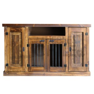 RACK RUSTICO 120CM BARRA METAL 4 PUERTAS - Imagen 1