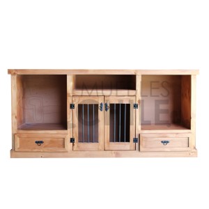 RACK RUSTICO 2 PUERTAS 2 CAJONES 150CM BARRA METAL - Imagen 1