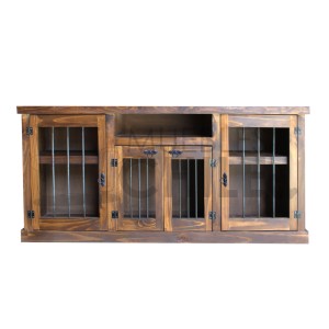 RACK RUSTICO 150CM 4 PUERTAS BARRA METAL - Imagen 1