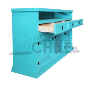 RACK VINTAGE 150CM 3 PUERTAS 3 CAJONES PINTADO - Imagen 3