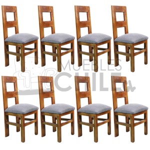 SILLA RUSTICA PALITO X8 TAPIZ LINO - Imagen 1