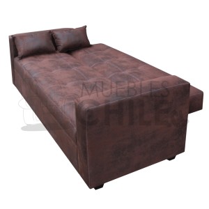 SOFA CAMA BRAZO RECTO CUERO BONDED ENVEJECIDO - Imagen 4