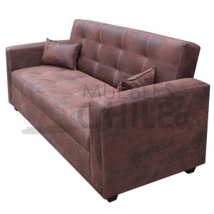 SOFA CAMA BRAZO RECTO CUERO BONDED ENVEJECIDO - Imagen 2
