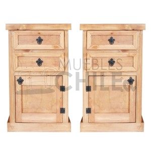 VELADOR RUSTICO 1 PUERTA 2 CAJONES X2 - Imagen 1